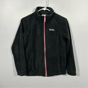 Columbia Black Fleece Jacket with Pink Accents Youth Large